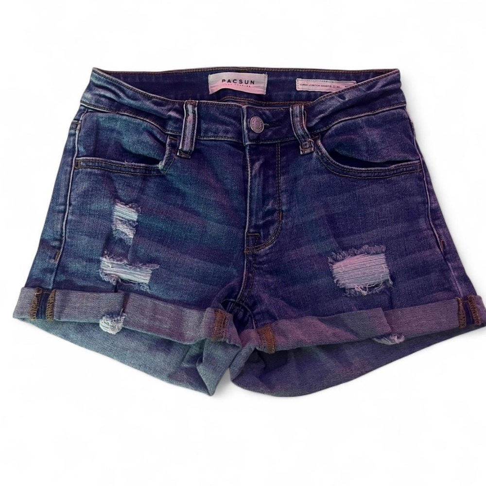 PacSun Distressed Dark Blue Jean Shorts